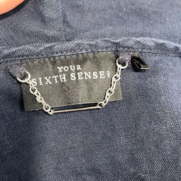 Your Sixth Sense 100% Linen Cardigan Navy - Picture 5 of 7